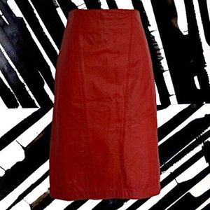 Red leather skirt